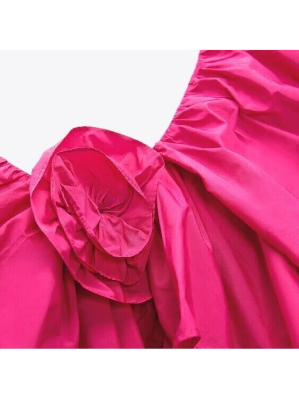 Zara Fuchsia One-Shoulder Ruffled Crop Top - Picture 2 of 4